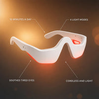 eyeRlaxPRO benefits: 10 minutes a day, 4 light modes, soothes tired eyes, cordless and light